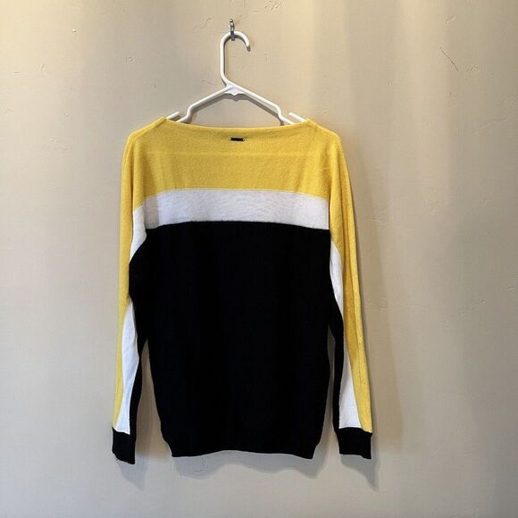 Fendi Womens Cashmere Colorblock Mesh White Yellow Black Size 40 - Picture 9 of 12